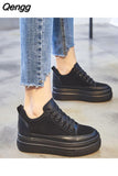 Niulatu Women Sneakers Flat Platform Shoes Genuine Leather Warm Women Casual Shoes Ladies Height Increasing 5cm N054 DJSE