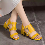 Niulatu 36-43 Women Shoes 2025 Summer New Fashion Open Toe Modern Roma Sandals Med Trick Heels Black White Yellow Footwear DJSE
