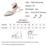 Niulatu Bling Shiny Women Pumps 2025 New Ankle Strap Crystal High Heels Shoes Woman Pointed Toe Thin Heel Wedding Party Shoes DJSE