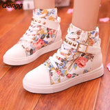 Niulatu High Top Black White Boots Shoes Women Casual Platform Vulcanized Flats Shoes PU Leather Sneakers Zapato Mujer DJSE