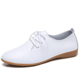 Niulatu Autumn women oxford shoes ballerina flats shoes women genuine leather shoes moccasins lace up loafers white shoes DJSE
