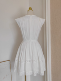 Niulatu A line V neckline White Lace Vacation Dress Short Birthday Dresses SD177