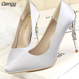 Niulatu Women pumps Sexy Pointed toe Luxury Metal high heels shoes woman Spring Summer Women party wedding shoes High heels Zapatos DJSE