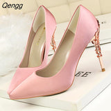 Niulatu Women pumps Sexy Pointed toe Luxury Metal high heels shoes woman Spring Summer Women party wedding shoes High heels Zapatos DJSE