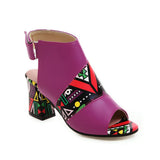 Niulatu Women Stylish Print Sandals Boots Peep Toe Buckle Strap Summer High Heel Gladiator Shoes Woman Yellow Green sandalias mujer 2025 DJSE