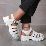 Niulatu New brand Fashion Shoes Women Thick Heel Platform PU Leather Sandals For Woman 2025 Outdoor Ins Casual Footwear heels DJSE