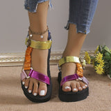 Niulatu Women Summer Ankle Strap Sandals Rainbow Color Platform Wedges Heel Peep Toe Fashion Casual Beach Ladies Shoes Zapatos De Mujer DJSE
