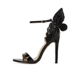 Niulatu Women's Sandals Sexy Luxury Round Toe Butterfly Patent Leather Buckle Stiletto High Heel Sandals Party Shoes DJSE