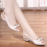 Niulatu 2025 Summer New Style Sandals Female Summer With Wedges Open Toe Shoes White Shoes Comfortable Women's Shoes DJSE
