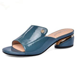 Niulatu Red Sexy Pu Soft Leather Female Flipflop Slippers Summer Fashion Heels Slides Shoes For Girls Comfortable Sandals Woman DJSE