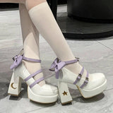 Niulatu Platform High Heels Pumps Women 2025 Spring Punk Thick Heel Mary Jane Lolita Shoes Woman Patent Leather Cosplay Shoes DJSE