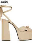 Niulatu Women's Sandals High Platfrom Chunky Heels Shoes Summer Peep Toe Ankle Strap High Heels Party Shoes Sandalia Feminina DJSE