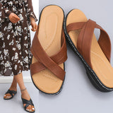 Niulatu Women Wedge Sandals Premium Orthopedic Open Toe Sandals Vintage Anti-slip Leather Casual Female Platform Retro Shoes DJSE