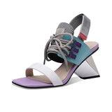 Niulatu Strange High Heels Modern Sandals Women 2025 Summer Genuine Leather Shoes Gladiator mixed color Sandals FT1469 DJSE