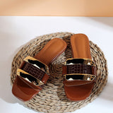 Niulatu Women's Slippers Retro Personality Big Button Flat Fashion Summer Beach Slides for Female Breathable Ladies Shoes DJSE
