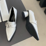 Niulatu New Brand Women Pumps Fashion Low Round Heel Ladies Slingback Pointed Toe Slip On Oxford Shoes Casual Office Shoe DJSE