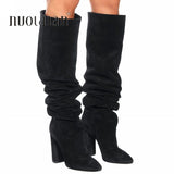 Niulatu the Knee Boots Women New Design Fur Warm Winter Shoes Women Fashion High Heel Thigh High Boots Long Woman Footwear DJSE
