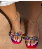 Niulatu Women's Flip Flops 2025 Colorful Rhinestone Strip Ladies Shoes Summer New Bling Sexy Beach Woman Outside Wear Slippers Slides DJSE