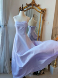 Niulatu Purple Spaghetti Straps Prom Dress Fairy Formal Party Gown Evening Dress HZ1007