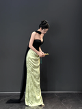 Niulatu Strapless Satin Mermaid Prom Dress Long Evening Dress HZ1007