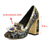 Niulatu Women's Retro Rhinestone Pearl Pumps 2025 new Super High Heels Vintage Wedding Party Shoes Size 43 blue black FT1881 DJSE