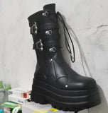 Niulatu Women Motorcycle Boots Strange Style High Heels Platform Woman Over The Knee High Boots Party Club Platform Boots Platform Shoes DJSE
