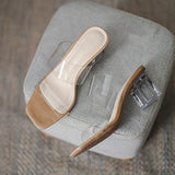 Niulatu Women Square Toe2025 Slippers Flip Flop Ladies Fashion High Heels Sandals Transparent Women's Casual Shoe Female Footwear DJSE