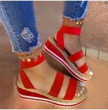 Niulatu Sandals Women Wedges Platform Candy Color Ladies Hemp Shoes Ladies Summer Casual Slip on Strap Cross Cool Girls New DJSE
