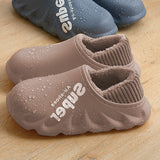 Niulatu Waterproof Non-Slip Home Slippers Men Cotton Shoe EVA Slippers Winter Warm Indoor Ladies Soft Couples Platform Shoes Zapatos DJSE