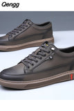 Niulatu Genuine Leather Shoes Men Footwear Soft Leather Mens Casual Shoes Flat Brand Male Footwear Black Brown A4906 DJSE