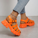 Niulatu To School Summer Fashion Gladiator Women Narrow Band Cross-Tied Platform Square Heel Peep Toe Rome Design Sexy Mature Shoes Ladies Female DJSE