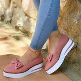 Niulatu Women Bowtie Platform Flat Loafer Summer Shoes Ladies Slip On Cover Heel Shoes Female Sewing Woman Fashion Footwear Plus Size DJSE