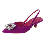Niulatu Heels 2025 Summer Suit Comfort Shoes For Women Sandals Female Purple New Girls Low Pointed High Black Big Large Size DJSE