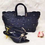 Niulatu Rivet Style Women Shoes and Bag to Match in Color matching High Quality Nigerian Design Matching Shoes and Bag DJSE