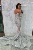 Niulatu Sleeve Off The Shoulder Silver Black Girl Prom Dresses Mermaid Sexy Illusion Beads Crystals Evening Gowns Cheap HZ0113