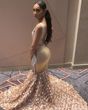 Niulatu Crystal Appliques Straps Black Girl Prom Dresses Open Back Mermaid Evening Dresses HZ0113