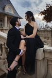 Niulatu Shoulder Tulle Black Sexy Evening Dress Prom Dress HZ1007