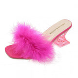 Niulatu Fluffy Peep Toe Sexy High Heels Women Shoes Fur Feather Lady Fashion Slip On 2025 Ytmtloy Indoor House Slippers DJSE