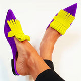 Niulatu Flat Heels Women Shoes Spring Autumn Pointed Toe Slides Mules Shoes Fashion Big Size Female Low Heels Sandals Slippers DJSE