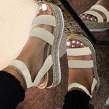 Niulatu Women's Sandals Woman Leopard Hemp Bottom Ladies Flat Platform Shoes Summer Casual Pu Buckle Strap Sandal Female Plus 43 DJSE