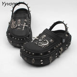 Niulatu punk metal rivets Sandals Women Slippers Platform Sandals Outdoor Clogs Thick Street Beach Slippers Flip Flops Garden Shoes DJSE