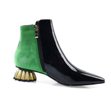 Niulatu Women's Mixed Color Ankle Boots 2025 Winter Concise Pointed Toe Genuine Leather shoes Ladies Short Boot size 43 FT1674 DJSE