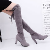 Niulatu to college 2025 Winter Women's Over The Knee Boots Women Suede Woman Skinny Knee High Heels Ladies Autumn Sexy Pumps Female Long Boot Shoes DJSE