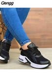 Niulatu Women's Fashion Casual Shoes Solid Color Lace Up Sneakers Mesh Breathable Plus Size Platform Shoes Zapatillas De Mujer DJSE