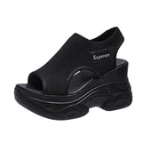 Niulatu Women's Sandals 2025 Summer Wedge Heel Elastic Cloth Cover Foot Ladies Sandals Thick-soled Fashion Trifle Elevation Casual Shoes DJSE