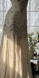 Niulatu A Line Straps Beaded Chiffon Long Prom Dress Graduation Prom Dress HZ0113
