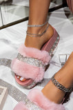 Niulatu Designer Women Fur Rhinestone Slippers Platform Wedges Heel Solid Fluffy Furry Slides Outside Sexy Shoes Ladies Whosale DJSE