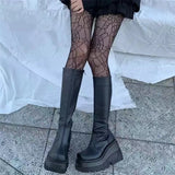 Niulatu Women's Boots 2025 Ladies Fashion Platform Boots Chunky Heel Wedges Mid Calf Women Boots Casual Shoes Woman Thigh High Boots DJSE