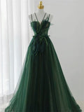 Niulatu Gown Spaghetti Straps Floor Length Dark Green Long Prom Dresses HZ1110