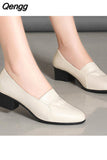 Niulatu Women Soft Leather Low Heel Shoes Comfortable Soft Sole Middle-aged Sandals Mid Heel Work Shoes New Arrival 2025 DJSE